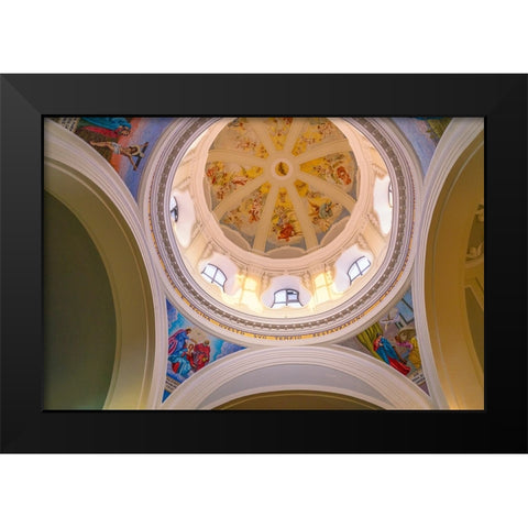 Europe-Italy-Procida-Interior dome of Santuario S-Maria delle Grazie Incornata church Black Modern Wood Framed Art Print by Jaynes Gallery