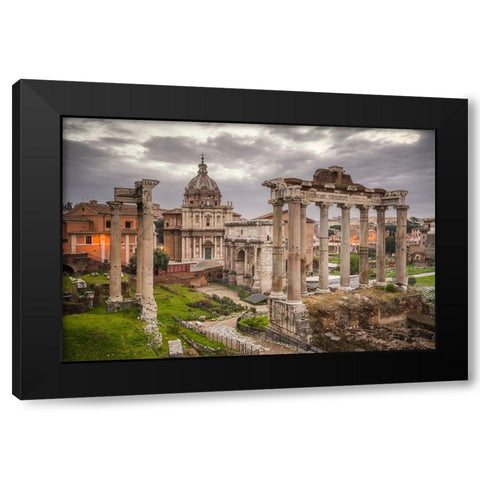 Europe-Italy-Rome-Ruins of Roman Temple of Saturn Black Modern Wood Framed Art Print with Double Matting by Jaynes Gallery
