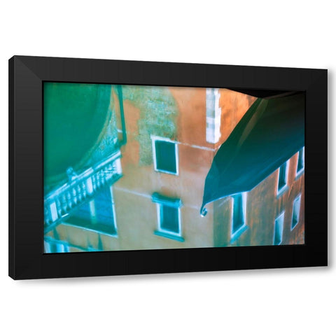 Europe-Italy-Venice-reflections of gondola and buildings in still canal Black Modern Wood Framed Art Print with Double Matting by Jaynes Gallery