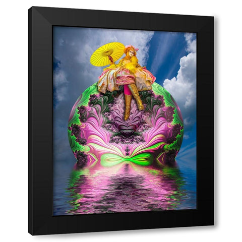 Fantasy abstract of Venice Carnival woman. Black Modern Wood Framed Art Print by Jaynes Gallery