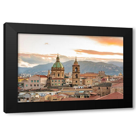 Palermo Province-Palermo The dome and bell tower of the baroque Chiesa del Gesu Black Modern Wood Framed Art Print with Double Matting by Wilson, Emily