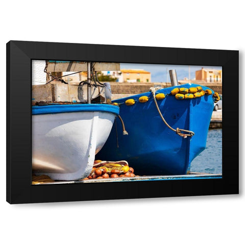Palermo Province-Santa Flavia Small fishing boats in the harbor of the fishing village Black Modern Wood Framed Art Print with Double Matting by Wilson, Emily