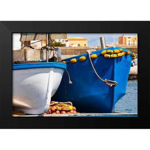 Palermo Province-Santa Flavia Small fishing boats in the harbor of the fishing village Black Modern Wood Framed Art Print by Wilson, Emily