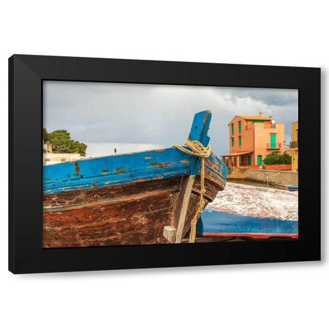 Palermo Province-Santa Flavia Small fishing boats in the fishing village of Santa Flavia Black Modern Wood Framed Art Print with Double Matting by Wilson, Emily