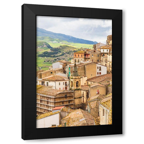 Palermo Province-Gangi View of the town of Gangi in the mountains of Sicily Black Modern Wood Framed Art Print by Wilson, Emily