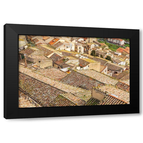Palermo Province-Gangi View over the rooftops in the town of Gangi in the mountains of Sicily Black Modern Wood Framed Art Print with Double Matting by Wilson, Emily