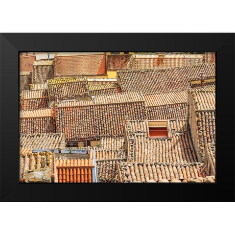 Palermo Province-Gangi View over the rooftops in the town of Gangi in the mountains of Sicily Black Modern Wood Framed Art Print by Wilson, Emily