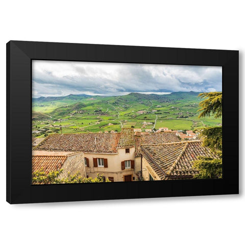 Palermo Province-Gangi Territorial town view of the countryside around Gangi in the mountains Black Modern Wood Framed Art Print with Double Matting by Wilson, Emily
