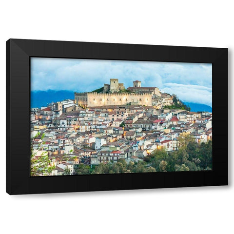 Messina Province-Montalbano Elicona The castle above the medieval hill town of Montalbano Elicona Black Modern Wood Framed Art Print by Wilson, Emily