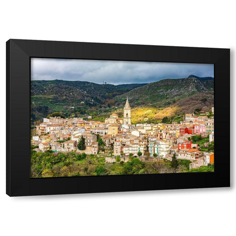Messina Province-Novara di Sicilia The medieval hill town of Novara di Sicilia Black Modern Wood Framed Art Print with Double Matting by Wilson, Emily