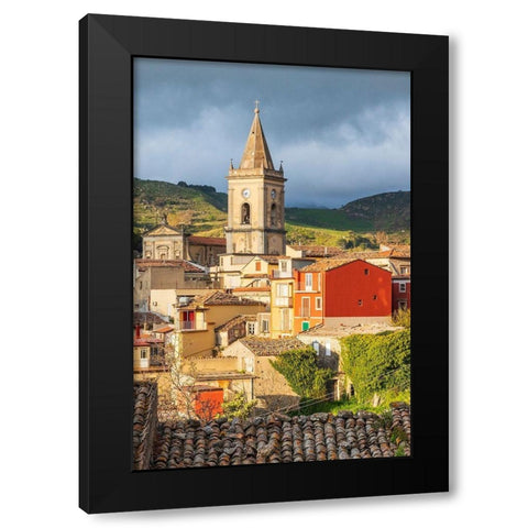 Messina Province-Novara di Sicilia The medieval hill town of Novara di Sicilia Black Modern Wood Framed Art Print with Double Matting by Wilson, Emily