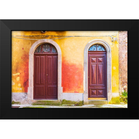 Province of Messina-Novara di Sicilia Decorative doors in the medieval hill town Black Modern Wood Framed Art Print by Wilson, Emily