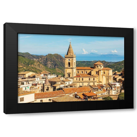Messina Province-Novara di Sicilia The medieval hill town of Novara di Sicilia Black Modern Wood Framed Art Print by Wilson, Emily