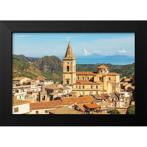 Messina Province-Novara di Sicilia The medieval hill town of Novara di Sicilia Black Modern Wood Framed Art Print by Wilson, Emily