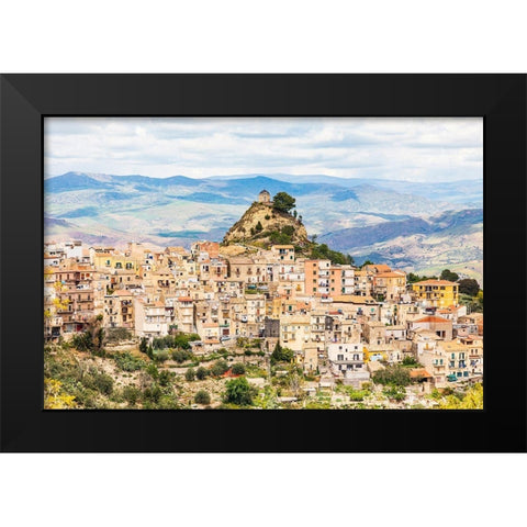 Enna Province-Centuripe The ancient town of Centuripe in eastern Sicily  Black Modern Wood Framed Art Print by Wilson, Emily