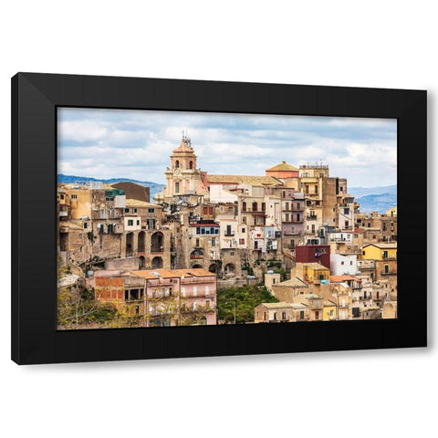 Enna Province-Centuripe The ancient hill town of Centuripe in eastern Sicily Black Modern Wood Framed Art Print with Double Matting by Wilson, Emily