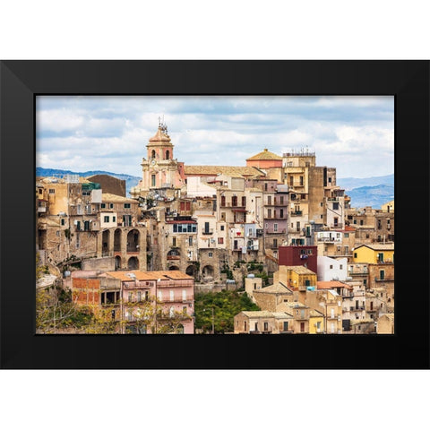 Enna Province-Centuripe The ancient hill town of Centuripe in eastern Sicily Black Modern Wood Framed Art Print by Wilson, Emily