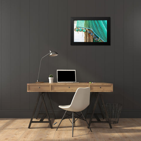 Agrigento Province-Sciacca A fishing net in the harbor of Sciacca-on the Mediterranean Sea Black Modern Wood Framed Art Print by Wilson, Emily