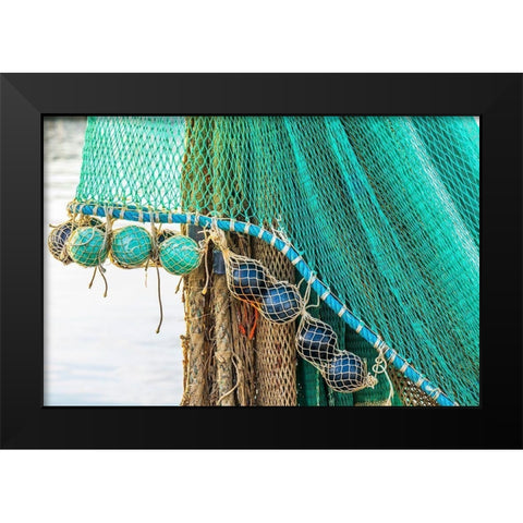 Agrigento Province-Sciacca A fishing net in the harbor of Sciacca-on the Mediterranean Sea Black Modern Wood Framed Art Print by Wilson, Emily