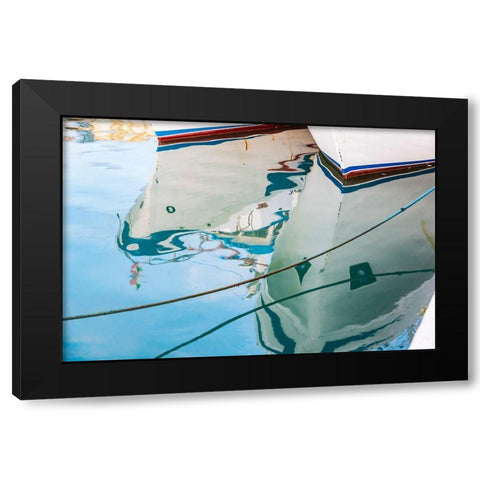 Agrigento Province-Sciacca Reflection of fishing boats in the harbor of Sciacca Black Modern Wood Framed Art Print by Wilson, Emily