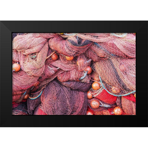 Trapani Province-Trapani Fishing nets and buoys on the docks of the harbor in Trapani Black Modern Wood Framed Art Print by Wilson, Emily