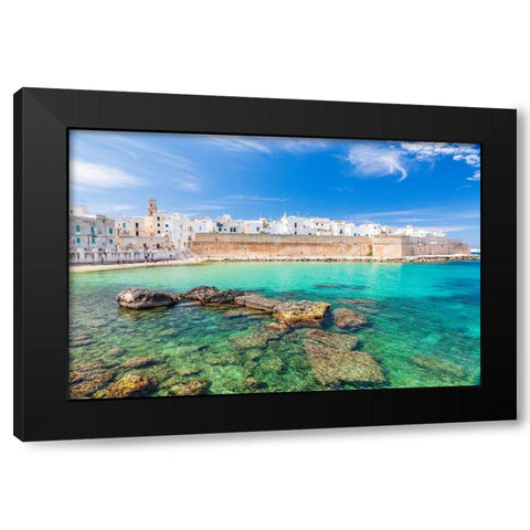 Italy-Apulia-Metropolitan City of Bari-Monopoli Porta Vecchia (Old Port) Black Modern Wood Framed Art Print by Wilson, Emily