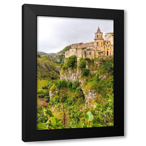 Italy-Basilicata-Province of Matera-Matera Ravine of Torrente Gravina Black Modern Wood Framed Art Print by Wilson, Emily