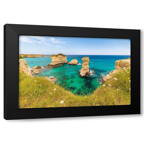 Italy-Apulia-Province of Lecce-Melendugno The Faraglioni of Torre SantAndrea Black Modern Wood Framed Art Print with Double Matting by Wilson, Emily