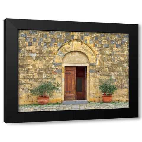Italy-Chianti The Romanesque church of Santa Maria Assunta in the hillside town of Monteriggioni Black Modern Wood Framed Art Print with Double Matting by Eggers, Julie