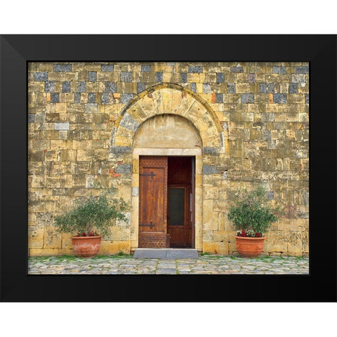 Italy-Chianti The Romanesque church of Santa Maria Assunta in the hillside town of Monteriggioni Black Modern Wood Framed Art Print by Eggers, Julie