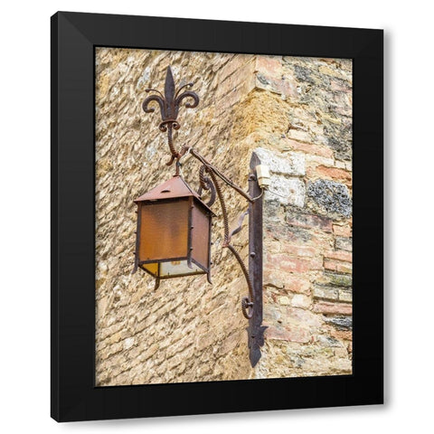 Italy-Chianti Lamppost on the corner in the town of San Gimignano Black Modern Wood Framed Art Print with Double Matting by Eggers, Julie