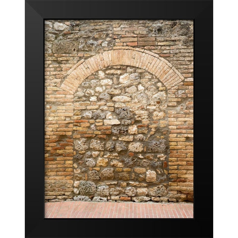 Italy-Chianti Old doorway that has been closed off with stone in the town of San Gimignano Black Modern Wood Framed Art Print by Eggers, Julie