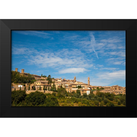 Italy-Tuscany-Montalcino The hill town of Montalcino as seen from below Black Modern Wood Framed Art Print by Eggers, Julie