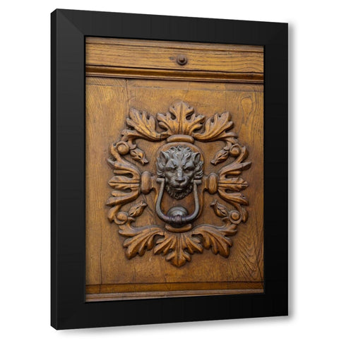 Italy-Tuscany Ornate door knocker in the historic hill town of Montalcino Black Modern Wood Framed Art Print with Double Matting by Eggers, Julie