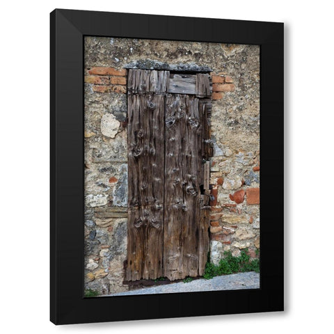 Italy-Tuscany-Monteriggioni Old doorway in the walled town of Monteriggioni Black Modern Wood Framed Art Print by Eggers, Julie