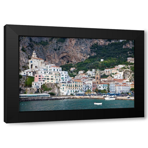 Italy-Amalfi The coastal town of Amalfi as seen from a boat in the harbor Black Modern Wood Framed Art Print with Double Matting by Eggers, Julie