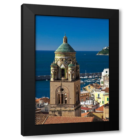 Italy-Amalfi Light on the Cathedral of St Andrew and the town of Amalfi Black Modern Wood Framed Art Print with Double Matting by Eggers, Julie