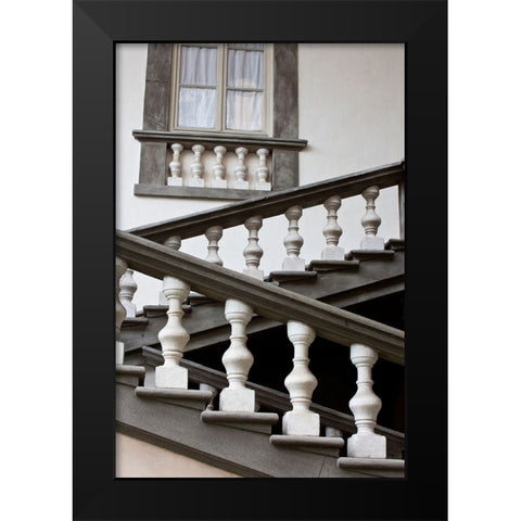 Italy-Tuscany-Lucca Stairs in the Pfanner Palace and gardens Black Modern Wood Framed Art Print by Eggers, Julie