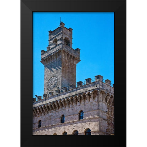Italy-Tuscany-Montepulciano Palazzo Comunale (City Hall) and Palazzo Tanugi in the hill town Black Modern Wood Framed Art Print by Eggers, Julie