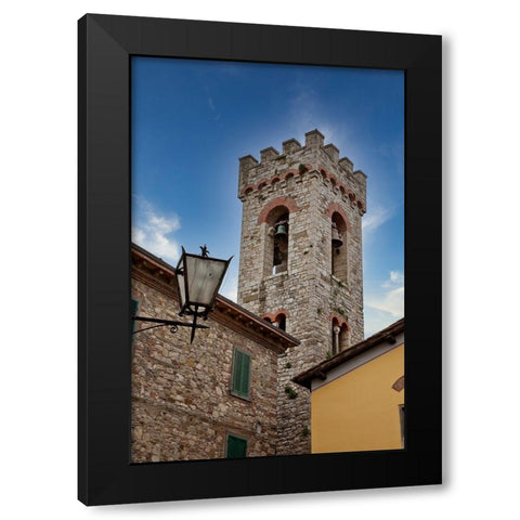 Italy-Radda in Chianti Bell tower of Saint Niccolo church in Radda in Chianti Black Modern Wood Framed Art Print with Double Matting by Eggers, Julie