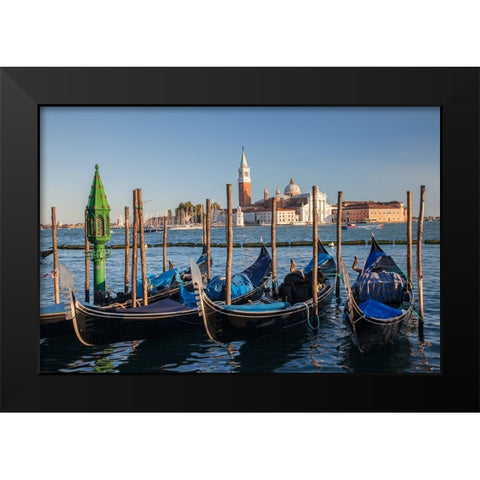 Italy-Venice View of gondolas in front of Piazza San Marco (St Marks Square) Black Modern Wood Framed Art Print by Eggers, Julie