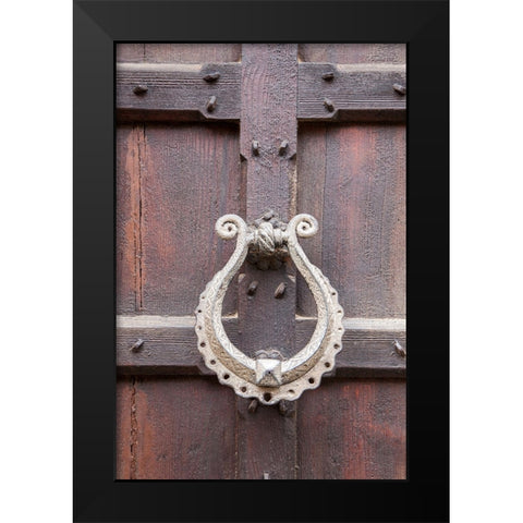 Italy-Venice Door knocker on an old door along the streets of Venice Black Modern Wood Framed Art Print by Eggers, Julie