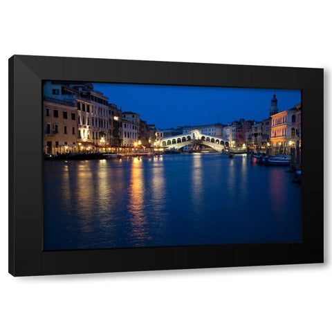 Italy-Venice Venices iconic Rialto Bridge at twilight Black Modern Wood Framed Art Print with Double Matting by Eggers, Julie