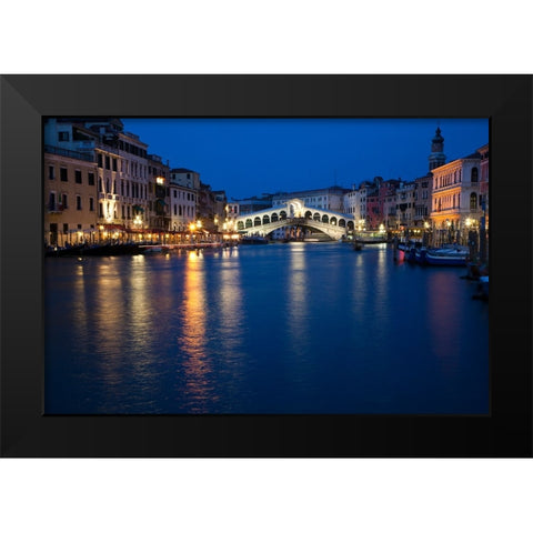 Italy-Venice Venices iconic Rialto Bridge at twilight Black Modern Wood Framed Art Print by Eggers, Julie