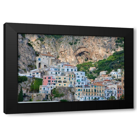 Italy-Amalfi Colorful buildings in the coastal town of Amalfi Black Modern Wood Framed Art Print by Eggers, Julie