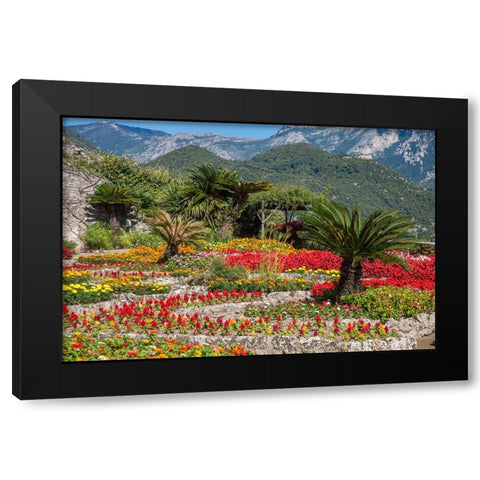 Italy-Ravello Flower garden of Villa Rufolo over looking the Amalfi Coast and the Gulf of Salerno Black Modern Wood Framed Art Print with Double Matting by Eggers, Julie