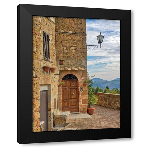 Italy-Tuscany-Pienza Entrance to a home Black Modern Wood Framed Art Print by Eggers, Julie