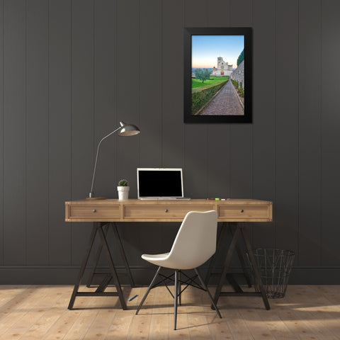 Italy- Umbria- Assisi. Walkway leading to the Basilica of San Francesco. Black Modern Wood Framed Art Print by Eggers, Julie