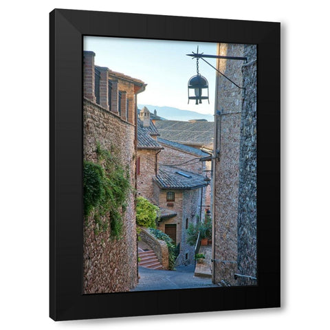 Italy- Umbria. Homes along the streets of Assisi. Black Modern Wood Framed Art Print by Eggers, Julie