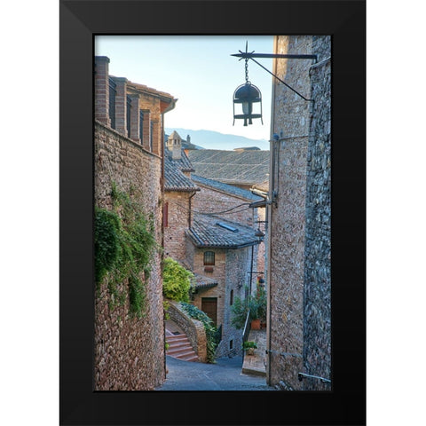 Italy- Umbria. Homes along the streets of Assisi. Black Modern Wood Framed Art Print by Eggers, Julie